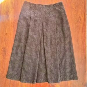 Vintage 90's LAURA ASHLEY Black A-line Cotton Midi Skirt Floral Texture SIZE 8